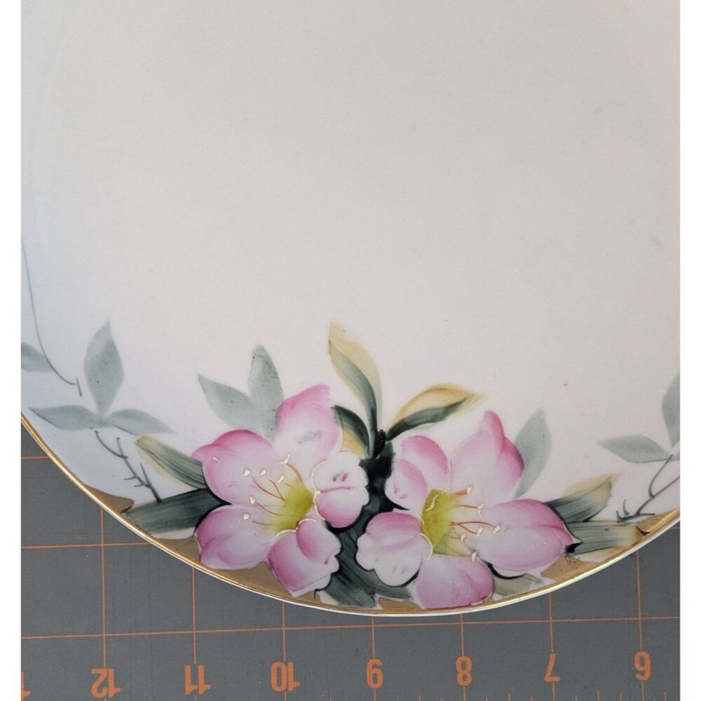 Noritake Hand-Painted Azalea Floral Porcelain Cake Plate open Handles 9.25" - Picture 4 of 15